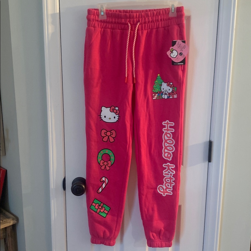 Hello Kitty Junior Jogger Pants Fucshia Pink w/Christmas Design Isaac Morris XS
